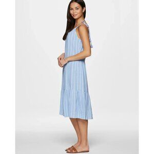Beachlunchlounge Blue and White Stripe Tassel Tie Dress